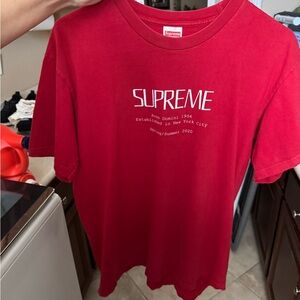 Supreme Red and White Logo Crewneck Tee